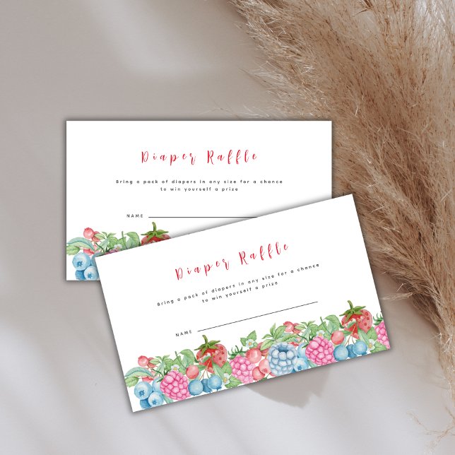 Tarjeta De Recepción Moderna Berry Sweet Diaper Raffle Baby Shower (Modern Wild Berry Sweet Diaper Raffle Baby Shower Enclosure Card)