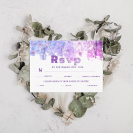 Tarjeta De Recepción Moderna Boda Artística Grunge Púrpura Rosa RSVP