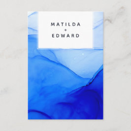 Tarjeta De Recepción moderna boda azul y blanca elegante