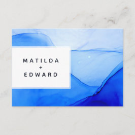 Tarjeta De Recepción moderna boda azul y blanca elegante