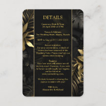 Moderna Boda de hojas tropicales de oro negro