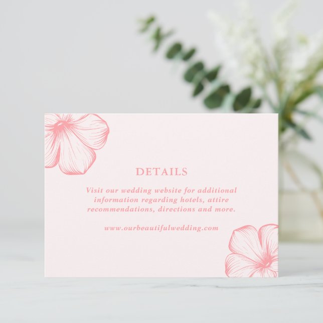 Tarjeta De Recepción Moderna Boda Elegante Floral Rosa (Anverso de pie)