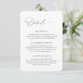Tarjeta De Recepción Moderna Boda Mínima Elegante Formal