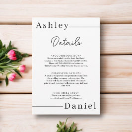 Tarjeta De Recepción Moderna Boda Minimal Blanco Y Negro Elegante