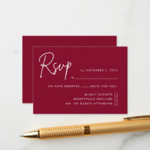 Moderna Boda Minimalista Borgoña RSVP