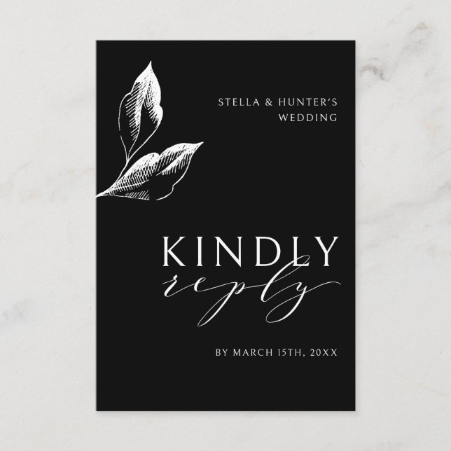 Tarjeta De Recepción Moderna boda monocroma victoriana RSVP (Anverso)