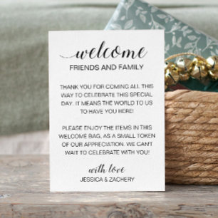 Tarjeta De Recepción Moderna Bolsa De Regalo De Bienvenida Gracias Boda