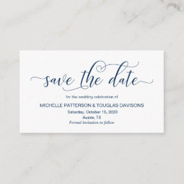 Tarjeta De Recepción Moderna caligrafía azul de la Marina Boda Salven l