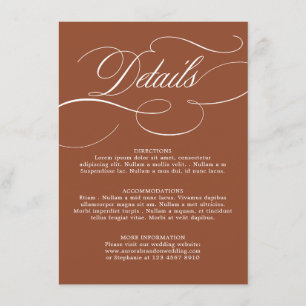 Tarjeta De Recepción Moderna caligrafía Boda de terracota intemporal