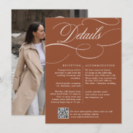 Tarjeta De Recepción Moderna caligrafía Boda de terracota intemporal