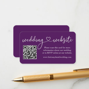 Tarjeta De Recepción Moderna caligrafía Boda del corazón sitio web QR P