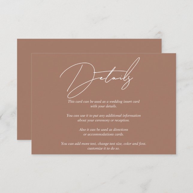 Tarjeta De Recepción Moderna caligrafía de escritura blanca mocha QR bo (Anverso / Reverso)