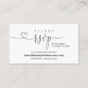 Tarjeta De Recepción Moderna caligrafía en línea RSVP en sitio web Boda