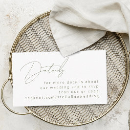 Tarjeta De Recepción Moderna caligrafía Sage Green Details QR Code