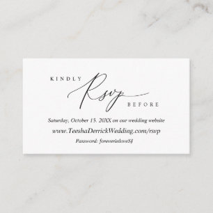 Tarjeta De Recepción Moderna caligrafía simple en negro, RSVP en línea