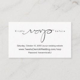 Tarjeta De Recepción Moderna caligrafía simple en negro, RSVP en línea