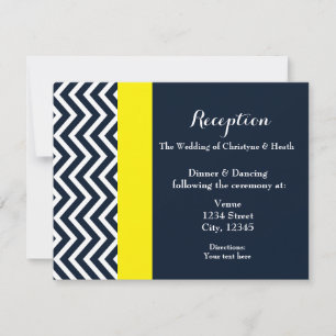 Tarjeta de recepción moderna Chevron azul marino y