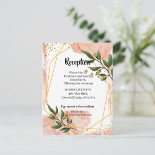 Tarjeta de recepción moderna con marco dorado marf