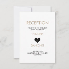 Tarjeta de recepción moderna de Corazón Blanco y N