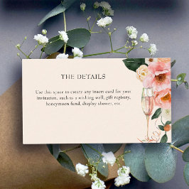 Tarjeta De Recepción Moderna ducha de novia con champán rosa