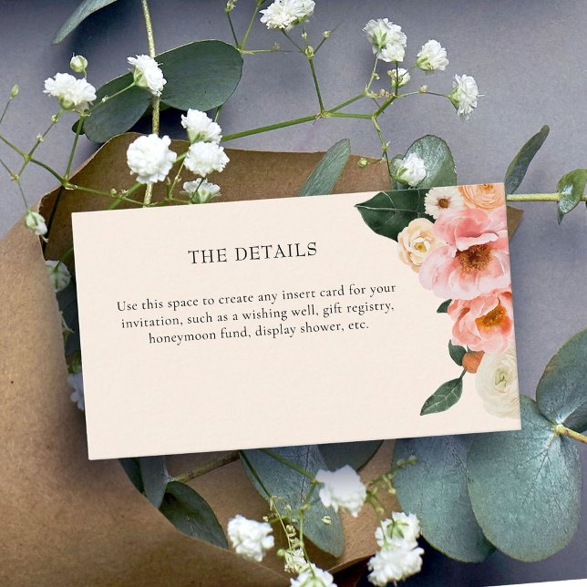 Tarjeta De Recepción Moderna ducha de novia floral rosa (Subido por el creador)