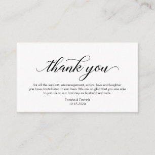 Tarjeta De Recepción Moderna elegancia Boda de caligrafía negra Gracias