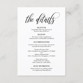 Tarjeta De Recepción Moderna elegancia, escritura negra, detalles Bodas