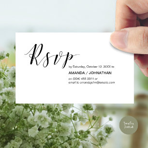 Tarjeta De Recepción Moderna elegancia, escritura negra, Fiesta RSVP