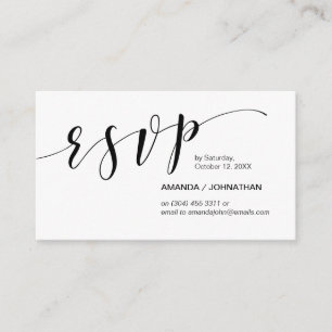 Tarjeta De Recepción Moderna elegancia, escritura negra, Fiesta RSVP