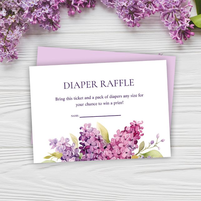 Tarjeta De Recepción Moderna elegancia Lilac Baby Shower Diaper Raffle (Modern Elegant Lilac Baby Shower Diaper Raffle Enclosure Card)