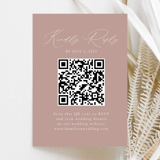 Tarjeta De Recepción Moderna elegancia Rosa Dusty Código QR RSVP (Subido por el creador)
