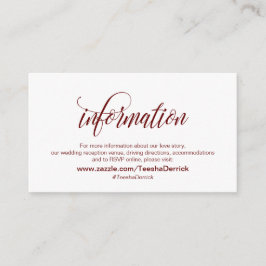 Tarjeta De Recepción Moderna Elegante, Borgoña, Nuestros Detalles Bodas