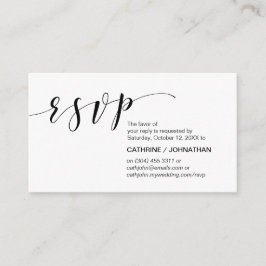 Tarjeta De Recepción Moderna elegante, mínima, escritura negra, RSVP