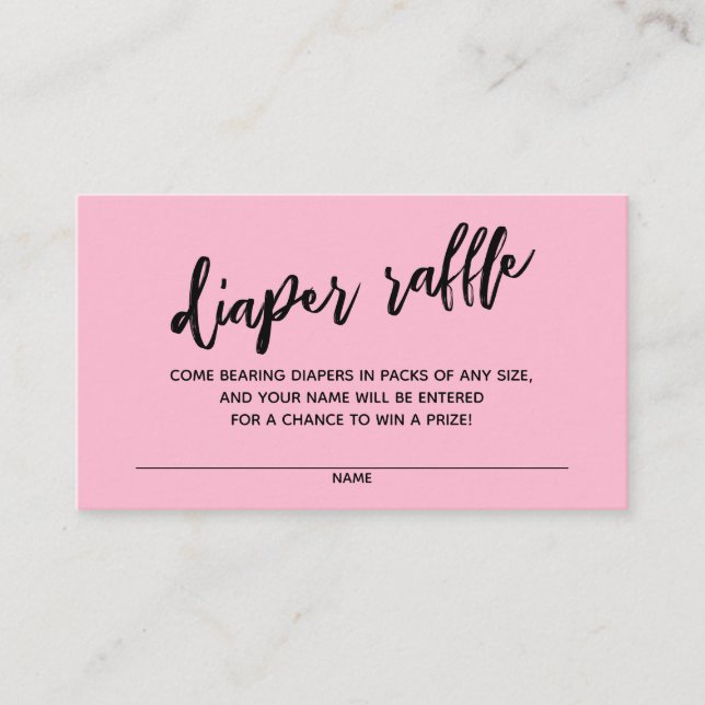 Tarjeta De Recepción Moderna escritura a mano Diaper Raffle Ticket Pink (Anverso)