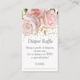 Tarjeta De Recepción Moderna Floral Bebé Chica Ducha Diaper Raffle