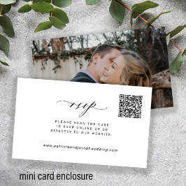 Tarjeta De Recepción Moderna foto mínima de boda QR código RSVP