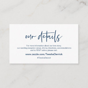 Tarjeta De Recepción Moderna fuente de elegancia casual azul de la Mari