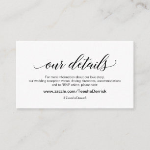Tarjeta De Recepción Moderna fuente negra elegante, Boda nuestros detal