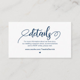 Tarjeta De Recepción Moderna granja rústica, azul marino, detalles Boda