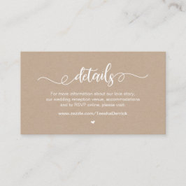 Tarjeta De Recepción Moderna granja rústica, blanco, kraft, detalles Bo