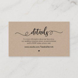 Tarjeta De Recepción Moderna granja rústica, negro, kraft, detalles Bod