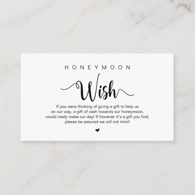 Tarjeta De Recepción Moderna granja rústica temática, luna de miel Wish (Anverso)