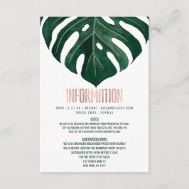Tarjeta De Recepción Moderna hoja tropical suiza de queso Rosa detalle 