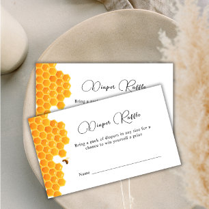 Tarjeta De Recepción Moderna Honey Bumblebee Diaper Raffle Baby Shower