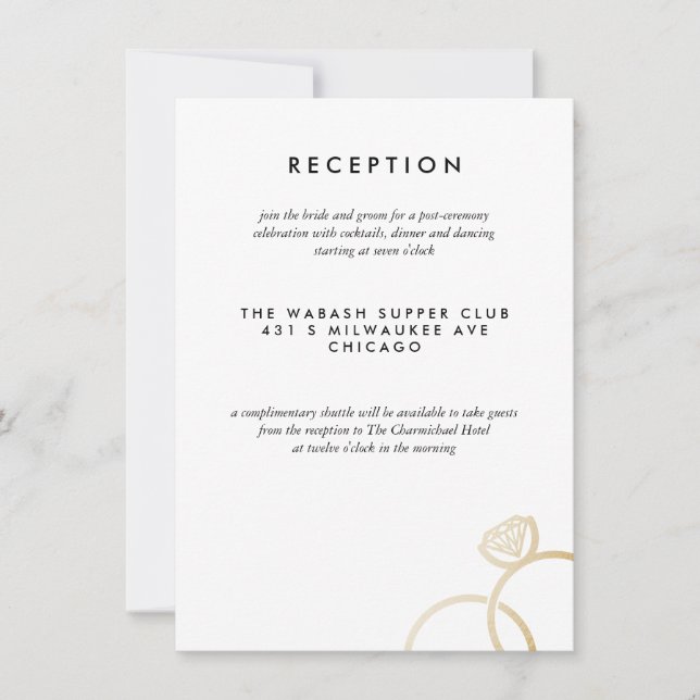 Tarjeta de recepción moderna para la boda de los a (Anverso)