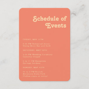 Tarjeta De Recepción Moderna programación de corales retro de eventos r