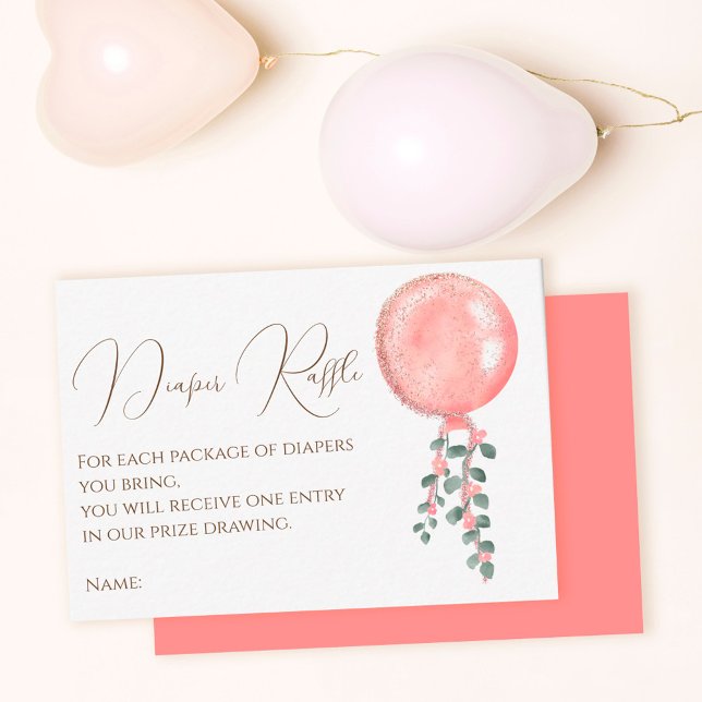 Tarjeta De Recepción Moderna rifa de balón purpurina rosa (Subido por el creador)