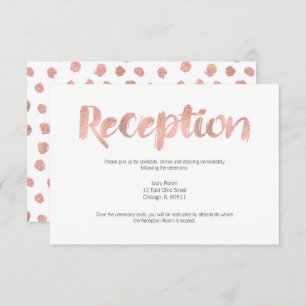 Tarjeta de recepción moderna Rosa Gold Love Weddin