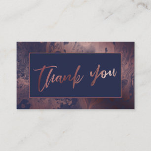 Tarjeta De Recepción Moderna Rosa Gold & Navy Marled Gracias