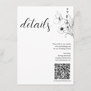Tarjeta De Recepción Moderna secuencia de código QR Detalles de floral